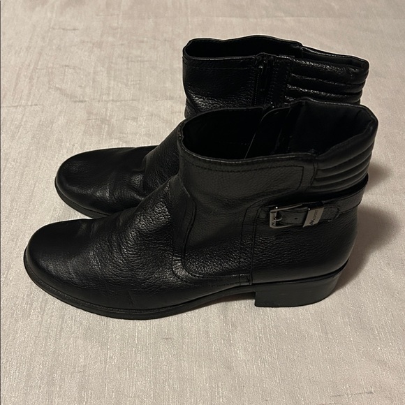 Anne Klein Sport Black Leather Ankle Bootstraps - Picture 2 of 8